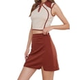 thumbnail image 2 of Lovito Casual Plain Sleeveless Collar Neck Contrast Binding Split Hem Skirt Sets, 2 of 5