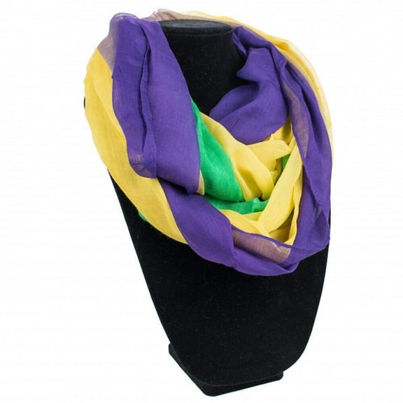 NFINITY MARDI GRAS Purple Green Gold Stripe Tie Dye Infinity Scarf Sexy Parade