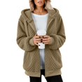 thumbnail image 4 of Women's Winter Fleece Jacket Zip Up Hooded Sherpa Fuzzy Coat Solid with Pockets Warm Fluffy Outerwear, 4 of 6