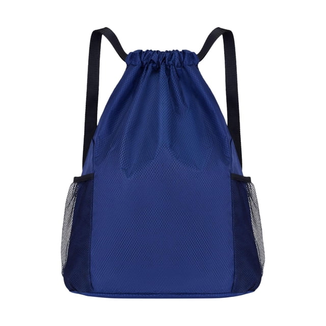 Mochila con cordón, bolsa de viaje grande, bolsa de gimnasio para baloncesto, mochilero al aire libre Azul