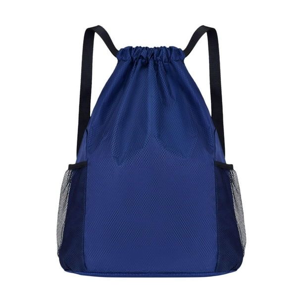 Mochila con cordón, bolsa de viaje grande, bolsa de gimnasio para baloncesto, mochilero al aire libre Azul