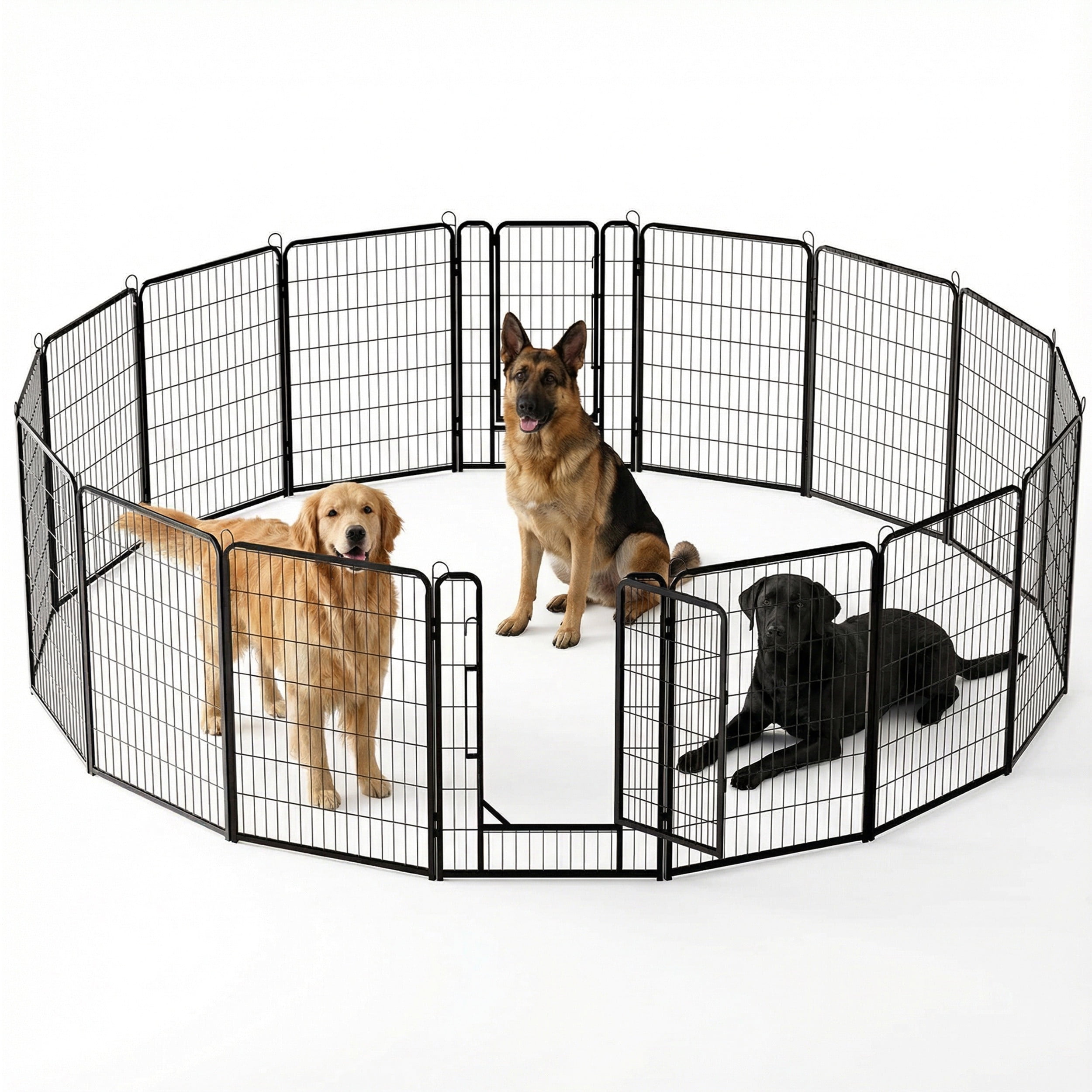 Vibrant Life Heavy Duty 16-Panel Metal Wire Playpen for Dogs, Black, 39"