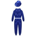 thumbnail image 3 of iiniim Girls Boys Sequin Jazz Hip Hop Dance Performance Hooded Jacket Top with Pants and Hat Outfits Blue 4-5, 3 of 7