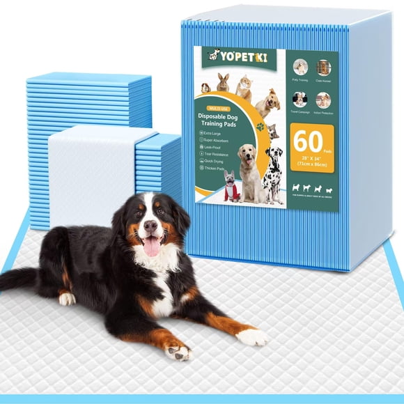 Almohadillas para orinar para perros YOPETKI, extra grandes, 60 unidades, 71 cm x 86 cm