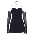 thumbnail image 4 of Womens Sexy Sequin Sparkly Glitter Dress Off Shoulder Long Sleeve Cocktail Evening Party Mini Dress Party Club Dresses, 4 of 5