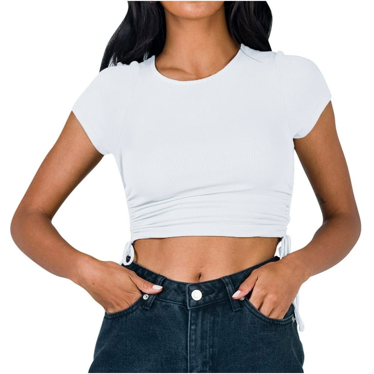 Summer Saving Clearance 2024! POTETI Shirts for Teen Girls White