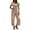 X1 Khaki, variant on Womens Rompers Women's Solid Color Short Sleeved Button Down Casual Wide Leg Cropped Jumpsuit Khaki M