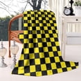 thumbnail image 2 of Yellow and Black Checkered Pattern Blanket,Comfortable Soft Flannel Throw Blanket,All Season,Warm Lightweight Blankets for Sofa Bed Couch Living Room Chair,60"x80", 2 of 4