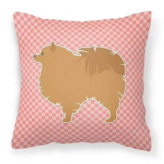 Carolines Treasures BB3642PW1818 Pomeranian Checkerboard Pink Fabric Decorative Pillow