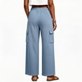 thumbnail image 7 of Maplenight Cargo Pants for Women Elastic Drawstring Waist Wide Leg Pants Relaxed Fit Casual Travel Lounge Pants with Pockets, 7 of 7