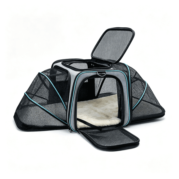GASTROPOD Cat Dog Carrier-Airline Approved Expandable Soft-Sided Pet Carrier with Removable Fleece Pad and Pockets, for Cats/Puppy and Small Animals Large(2 Side Expandable)