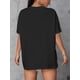 thumbnail image 2 of Cat & Fish Print Casual T-Shirt, Short Sleeves Round Neck Stretchy Sports Top, Women's Sporty Activewear, 2 of 6