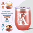 thumbnail image 5 of Initial Tumbler, Monogrammed Gifts for Women, 12oz Stainless Steel Monogram Tumbler Wine Coffee Mug with Lid for Birthday Gifts, Personalized Drinking Cup for Family Friend Sister.(Rose Gold/K), 5 of 6