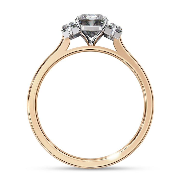 Moissanite Engagement Ring 1.5CT - 3-Stone Sterling Silver Wedding Band (Size 8.5) Lab Created Diamond Look