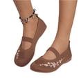 thumbnail image 3 of Domuza Women's Embroidered Mesh Ballet 2026 Comfortable Casual Mary Jane Shoes for Walking Daily Outfits Coffee 8（EU-40）, 3 of 6