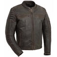 thumbnail image 2 of First Mfg Co - Commuter - Men's Motorcycle Biker Riding Brown Leather Jacket - 4X Large - Action Back Armor Pockets Gussets Thermal Liner Vented, 2 of 4