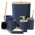 thumbnail image 1 of Set de baño Clara Clark azul marino de 6 piezas con escobilla de inodoro y bote de basura, 1 of 6