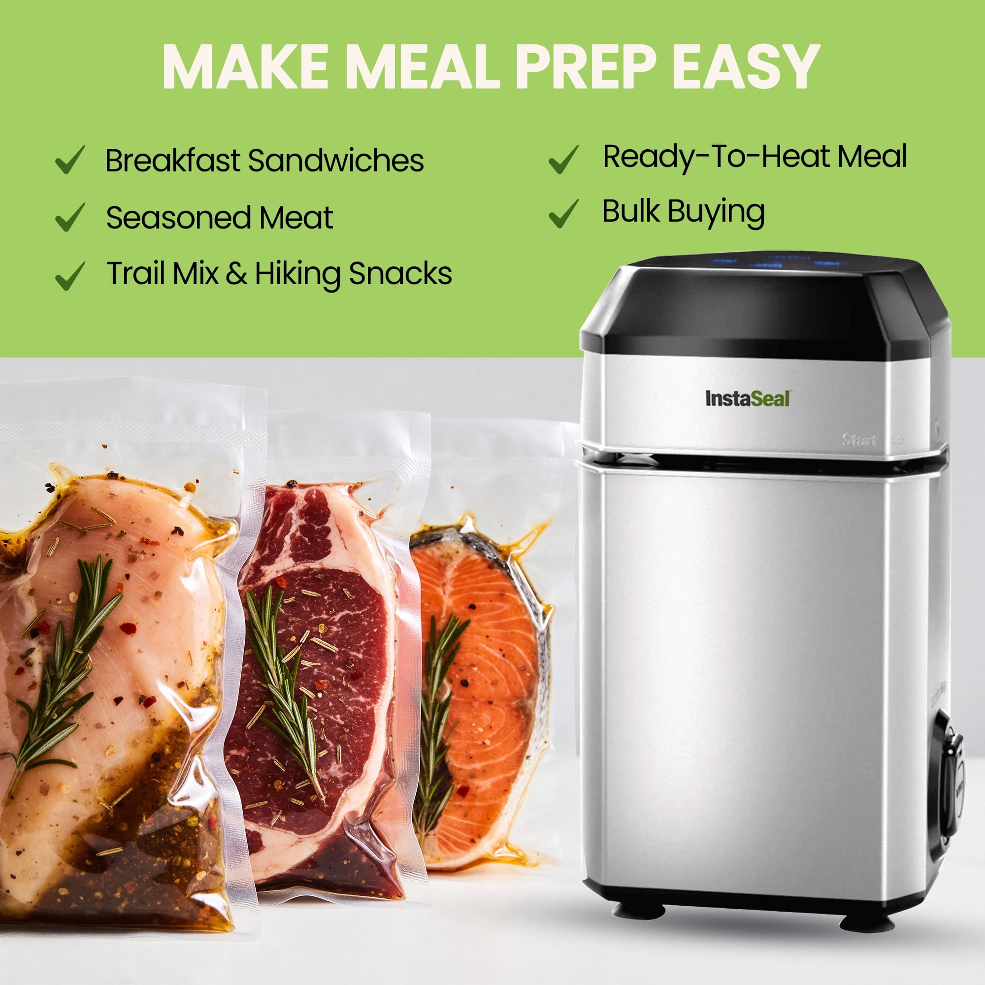 InstaSeal Food Vacuum Sealer Machine, Upright Vacuum Sealer Machine Allows to Vacuum Seal Liquids, Food Sealer, Keeps Food Fresh Longer As Seen on TV Products