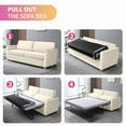 thumbnail image 2 of Mixoy 2-in-1 Pull Out Sofa Bed, Velvet Loveseat Sleeper Sofa Bed with Folding Mattress, Pull Out Couch Bed Suitable for Living Room, Full Size Sofa Sleeper for Apartment/Small Spaces (Queen, Beige), 2 of 6