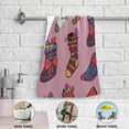 thumbnail image 5 of Colorful Socks Stockings Hand Towels, Purple Christmas Kitchen Towel Ultra Soft and Absorbent,Decorative Fingertip Face Towel for Bathroom Hotel, 2 PCS, 28.3"x 14.4", 5 of 6