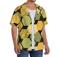 thumbnail image 2 of Balery Bee honey Camisa Casual de Manga Corta con Botones para Hombre, Texturizada, Estilo Cubano, para Playa, Verano-XX-Large, 2 of 5