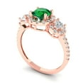 thumbnail image 2 of 1.46 ct Round Cut Simulated Emerald 3 Stone 14K Rose Gold Womens Engagement Ring, 2 of 5