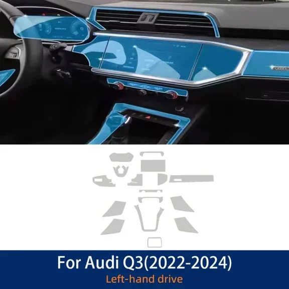 Car Interior Door Center Console Media Dashboard Navigation TPU Anti-scratch Protector Film For Audi Q3 2022 2023 2024.