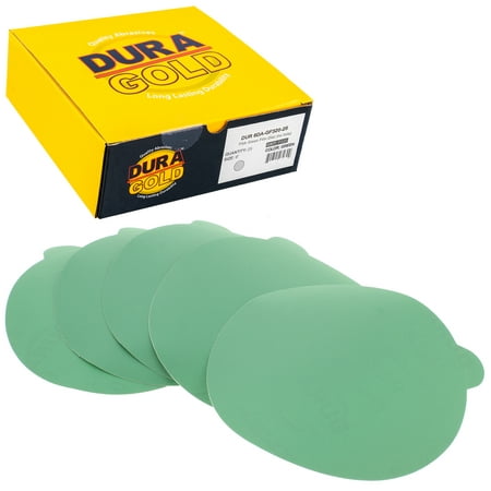 

Dura-Gold Film Back - 320 Grit 6 Green Film - PSA Self Adhesive Stickyback Sanding Discs for DA Sanders - Box of 25