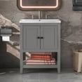 thumbnail image 3 of Sleek  Vanity Elegant Ceramic Sink with Solid Wood Frame - Gray, 3 of 32