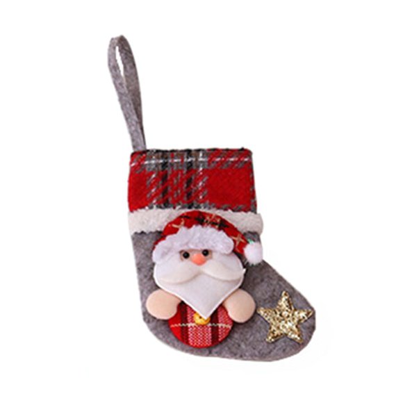 Petit Carreau 3D Bas de Noël Père Noël Poupée Pendentif Arbre de Noël pour Décoration de Fête de Noël Cheminée