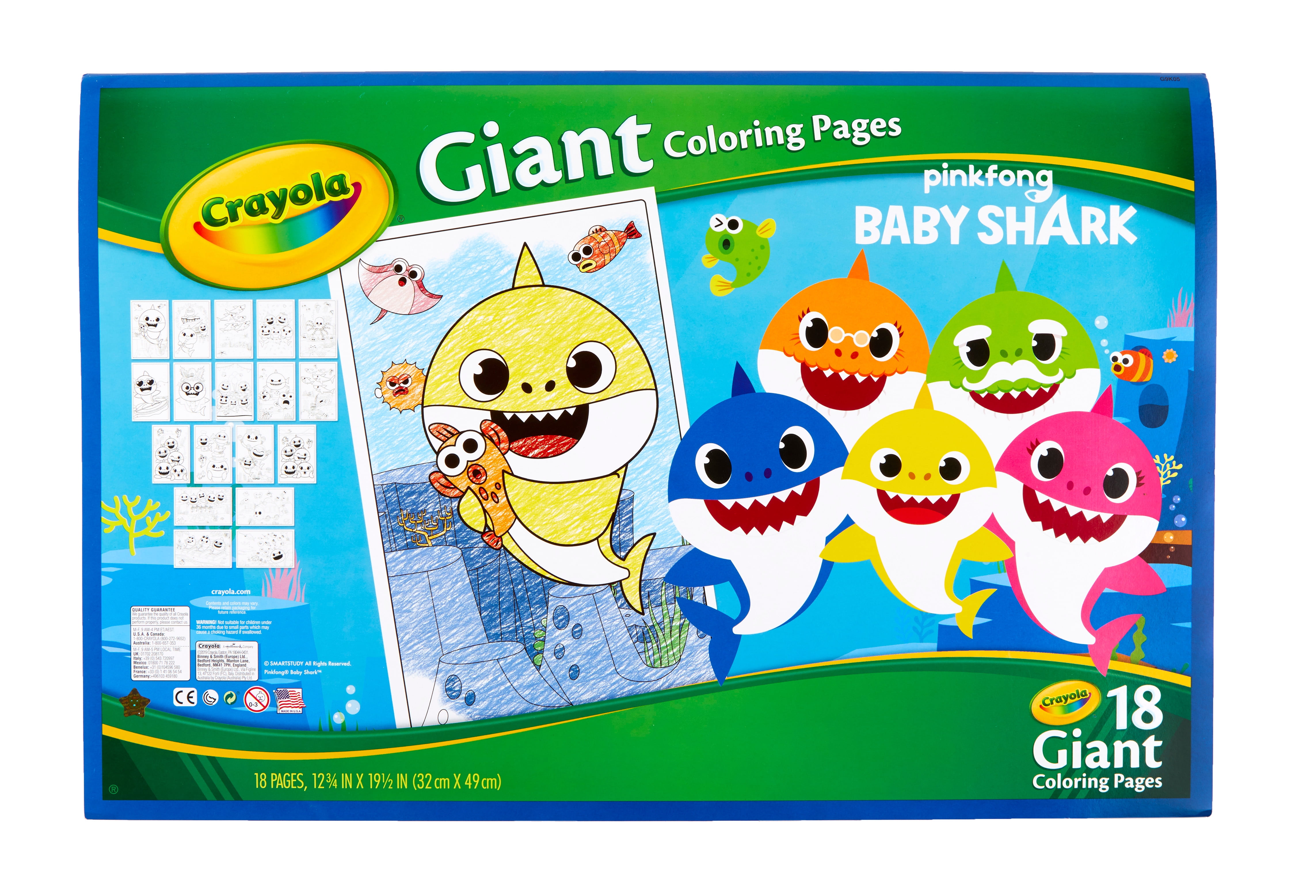 Crayola Baby Shark Giant Coloring Book, Beginner Child, 21 Pages
