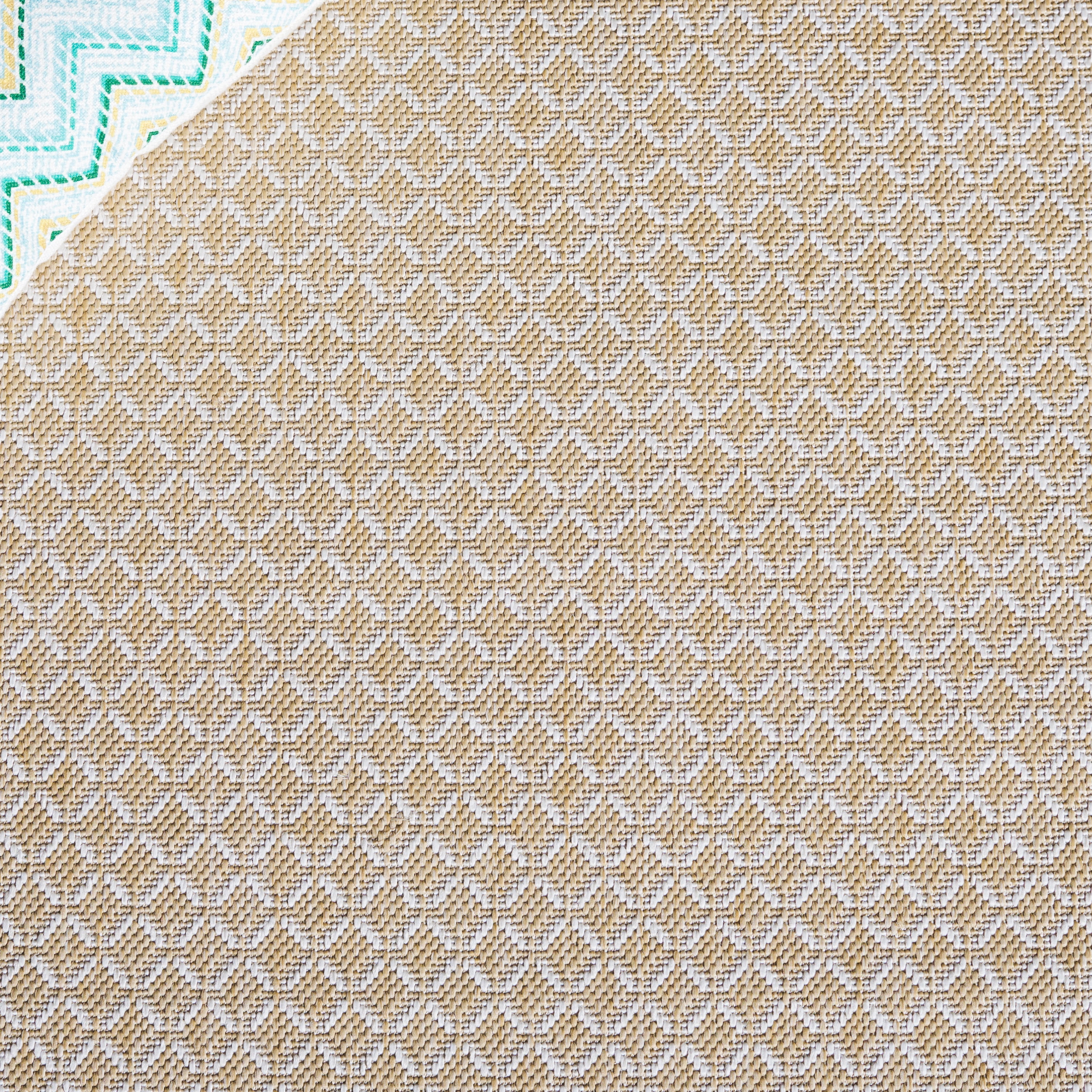 SAFAVIEH Terrace Bayon Geometric Indoor/Outdoor Area Rug, Beige/Ivory, 6'7" x 6'7" Square