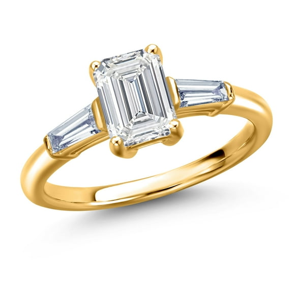 Gem Stone King 1.70 Cttw IGI Certified Lab Grown Diamond in 18K Yellow Gold Plated Silver Engagement Ring for Women | Center Diamond 1.5 Ct | E-F Color | VS1 Clarity | Size 7