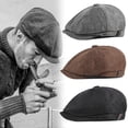 thumbnail image 2 of Boina Vintage para hombre, sombreros de Newsboy, gorras clásicas de Newsboy occidental, boina de mezcla de algodón, sombrero de visera plana ajustable para hombres, gorra de boina de primavera Tan Jianjun unisex, 2 of 2