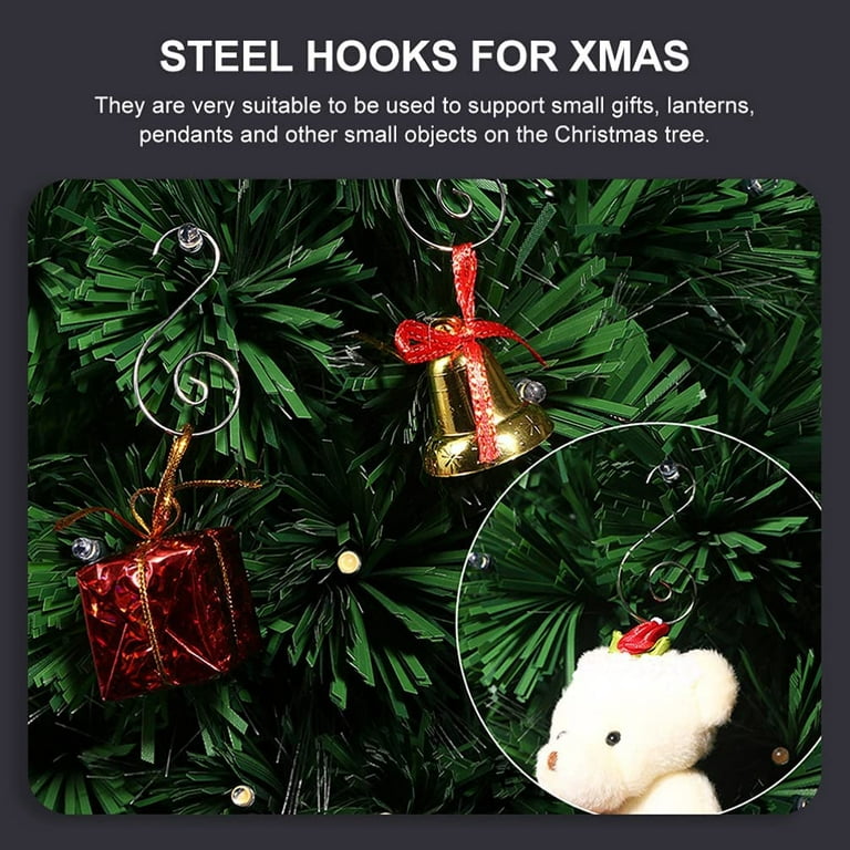 60pcs Mini Ornament Hooks Multi-purpose Metal S Shape Hooks Christmas  Ornament Hangers Tree Holder Decoration (green) 