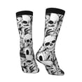 thumbnail image 3 of Goofa Skull and palm leaves Printed Men's Crew Socks, Soft Durable Breathable Moisture-Wicking with Odor Control Cotton socks, 3 of 9