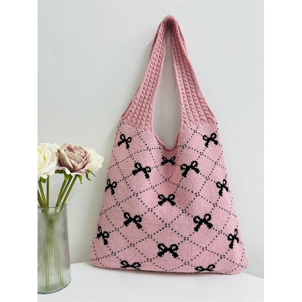 Crochet Tote Bag Heart Tote Cutecore Key Chain Cute Tote Bag  display picture 1