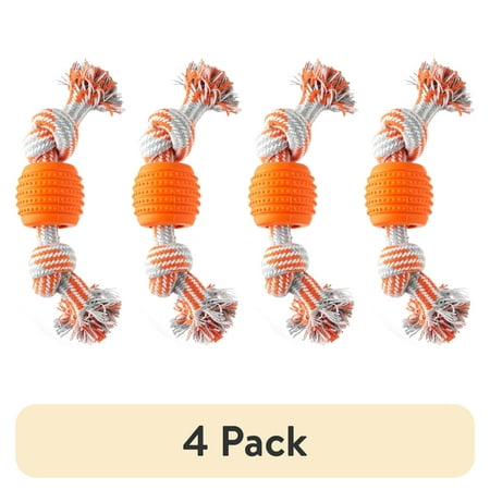 (4 pack) Vibrant Life Double Dental Dog Rope Toy, Small, Chew Level 1, 1 Pack