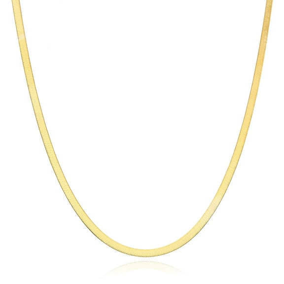 Solid 14K Gold 3mm Imperial Herringbone Chain Necklace 16"-24"