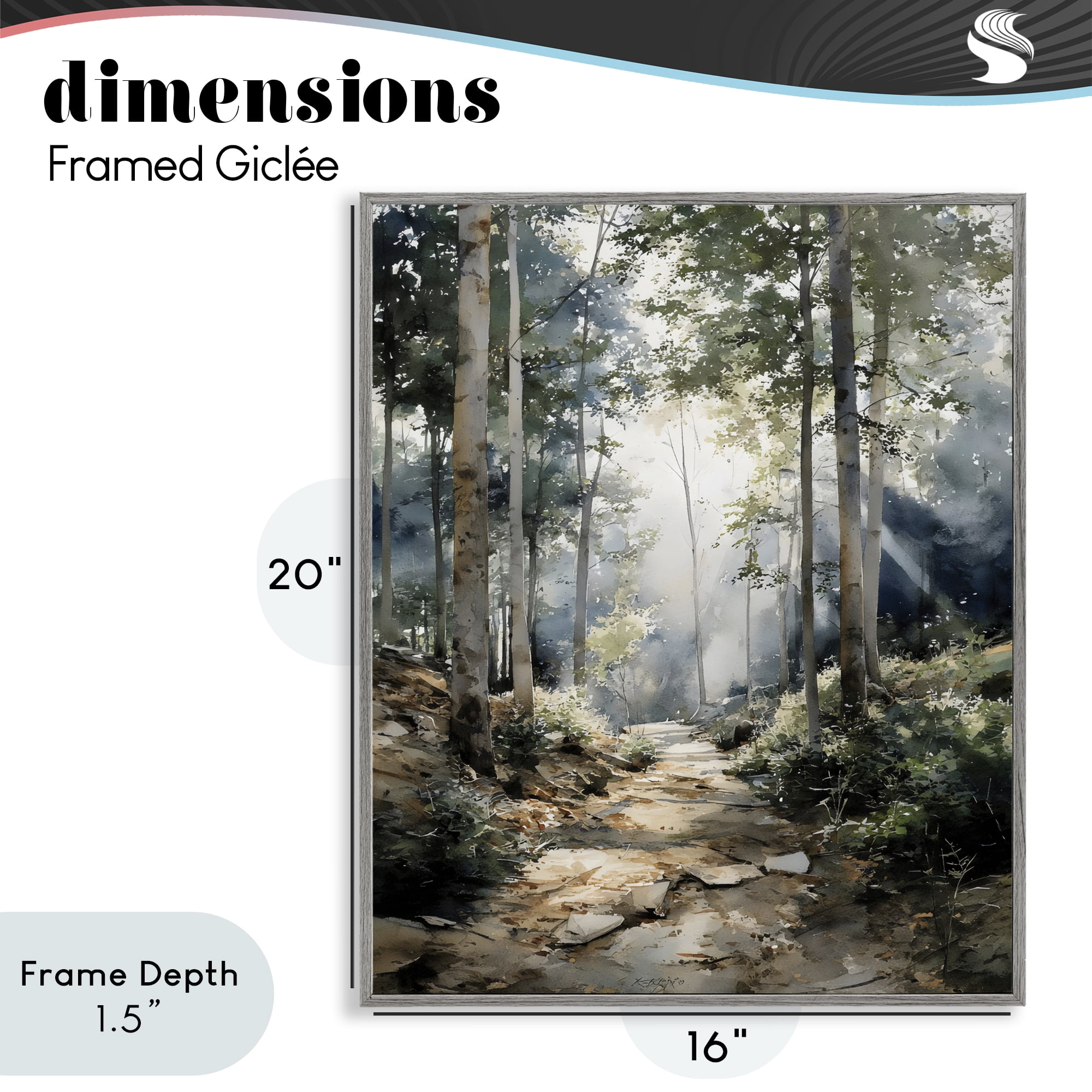 Stupell Industries Through The Woods Pathway Gray Framed Giclee Art, design by Franklyn Gregory