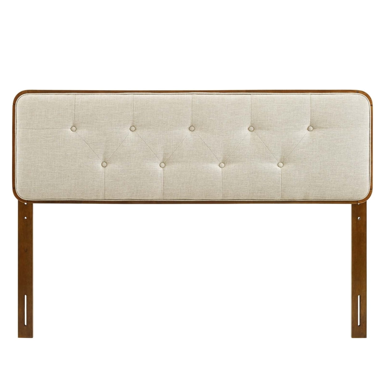 Modway Collins Tufted Queen Fabric and Wood Headboard in Walnut/Beige