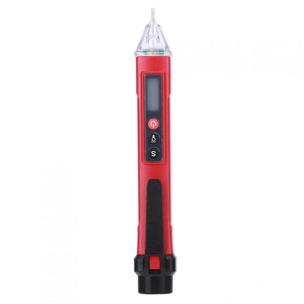 AC12?1000V Detector de Voltaje Digital Probador de Voltaje Sin Contacto Tipo de Bolígrafo Probador de Circuitos Herramienta de Prueba Linterna Indicador de Batería Baja(Rojo + Negro)