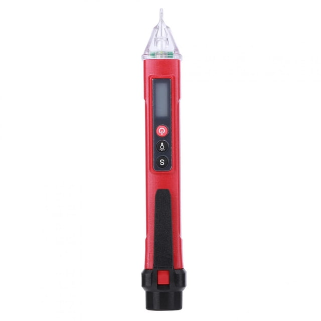 AC12?1000V Detector de Voltaje Digital Probador de Voltaje Sin Contacto Tipo de Bolígrafo Probador de Circuitos Herramienta de Prueba Linterna Indicador de Batería Baja(Rojo + Negro)