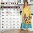 thumbnail image 7 of SEANATIVE Women's Long Sleeve Nightgown V Neck Pajama Dress Soft Button Front Nightshirt Long Length Sleepwear Sleepshirt for Lounge Bedroom Wear, L, Yorkshire Terrier Dog Sunflower Yellow, 7 of 7