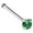 White Gold - 2mm stone, variant on 22G Solid 14Kt Gold Nose Bone Stud with Prong Set real Emerald Gemstone, 14kt Yellow Gold or 14kt White Gold - May Birthstone Nose Ring-NBWG_ED-1.5MM