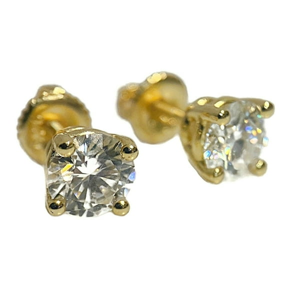 2CT TW Moissanite Stud Earrings Pass Diamond Tester 14K Gold Vermeil over Solid 925 Sterling Silver Big 6.5MM