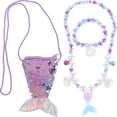 thumbnail image 1 of 1 Juego de collar de concha marina, pulsera de concha marina, collar de cola de sirena, bolsa de cola de sirena para niña, 1 of 5