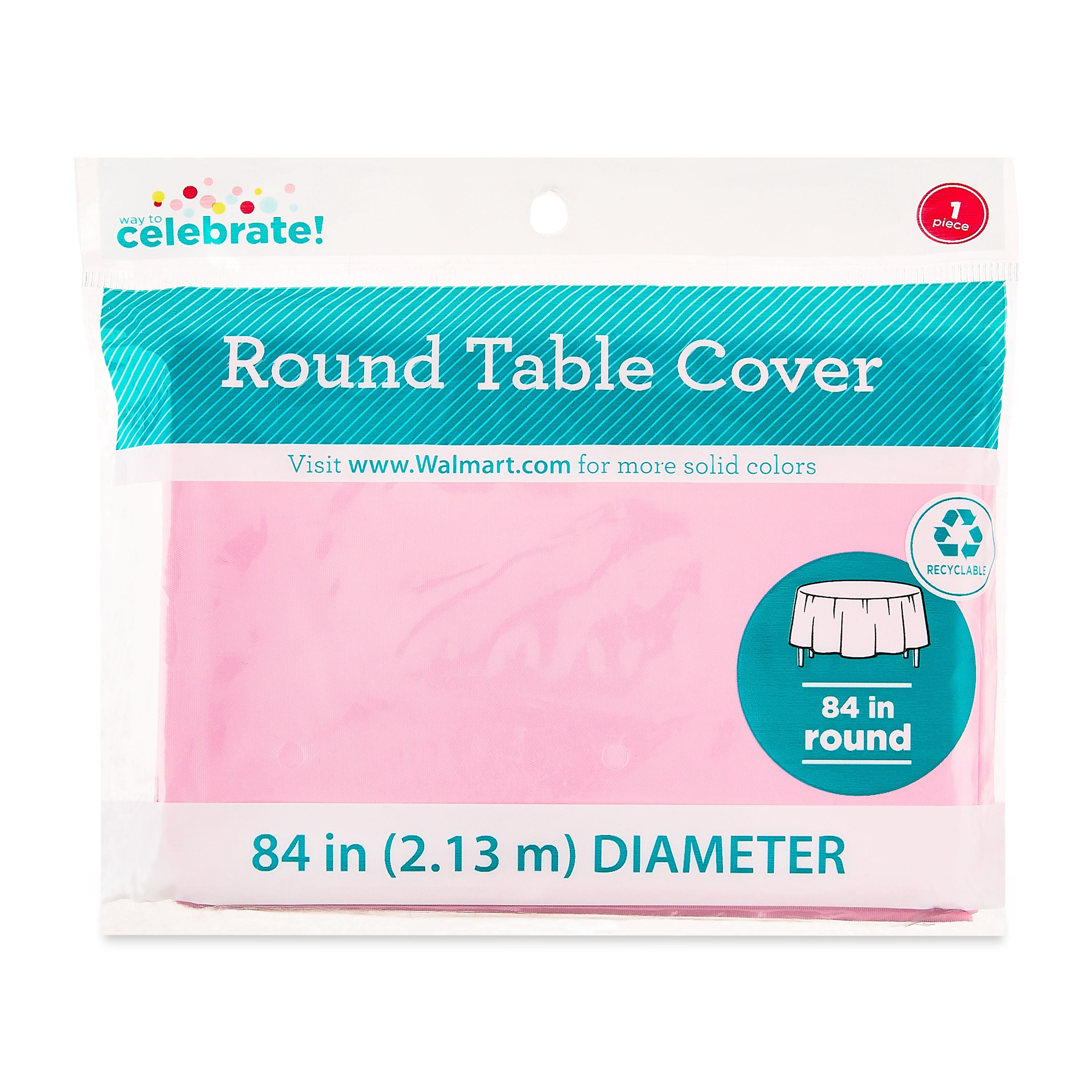 1CT 84IN Light Pink Round Plastic Table Cover by Way To Celebrate