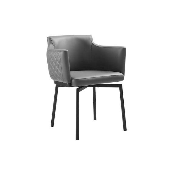 Casabianca Home Suzzie 180 Swivel Arm Dining Chair In Gray Pu-Leather With Black Legs