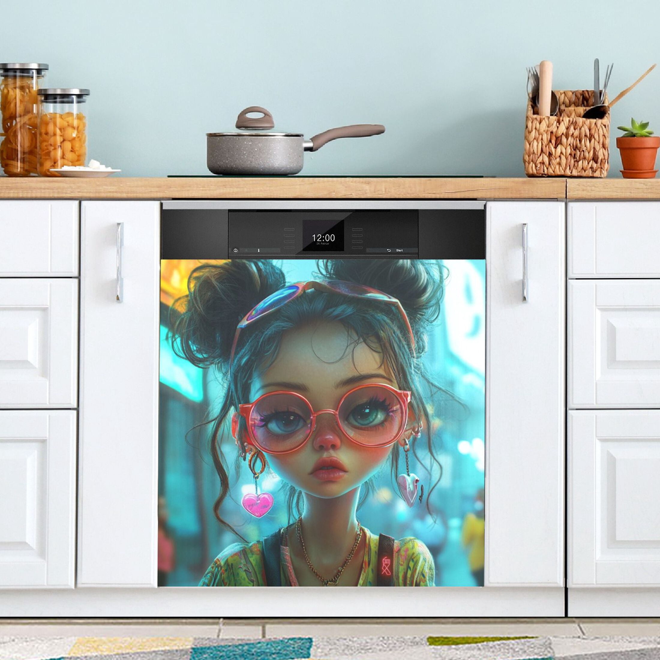 Dishwasher Magnetic Sticker 23x26 Inch Refrigerator Magnetic Sticker Washing Machine Magnetic Sticker Kitchen Panel Magnetic Sticker Home Decor Super Cute People